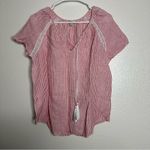 Daniel Cremieux Cremieux Linen Striped Short Sleeve Blouse Small Photo 3
