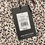 Who What Wear NWT Pink/Black Mini Leaves Puff Sleeve Smocked Dress Photo 9