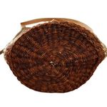 Vintage Medium Sisal & Tooled Leather Adjustable Crossbody Bag Brown Photo 4
