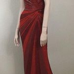 Cache Red Long Gown Beaded Dress Photo 0