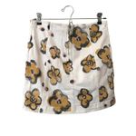 Free People  Airbrush Daisy Denim Mini Skirt White Sz 8 Photo 3