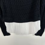 Maeve Anthropologie sweater women's Medium blue white open fisherman knit work Photo 8