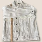 White Distressed Denim Jacket for Women Size Small Cropped Ripped Casual Fall Photo 4