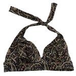J Crew Bikini Top Womens Small D Cup Black Gold Paisley Print Halter Swim Padded Photo 0