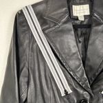 Worthington  Women's PM Black Leather Jacket Genuine Lambskin Racer Stripe Detail Photo 4