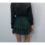 ZARA NWT Womens  Emerald Green Ruched Emerald Green Mini Skirt - Sz XS Photo 3