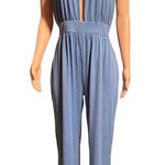 SheIn blue plunge halter neck wide leg jumpsuit XL Photo 0