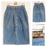 Vintage 90’s No Excuses long denim jean Midi skirt With Front Snaps Women’s 11 Blue Size undefined Photo 2