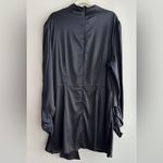 Boohoo Plus High Neck Ruched Detail Satin Mini Dress, Black, Size 18 Black Photo 12