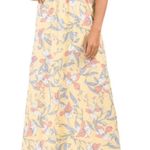 Japna Yellow Floral Print V Neck Maxi Dress NWT Photo 2