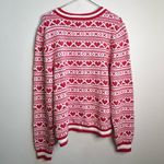 Marled Red and White Heart Pattern Sweater valentines cotton medium Photo 2