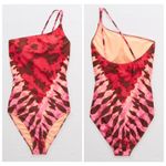 Aerie  Pink Tie Dye One Shoulder Full Coverage One Piece Swimsuit Sz.L Long NWT Photo 2