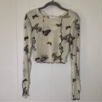 Nectar NWT  Sheer Cream and Black Long Sleeve With Butterfly Print XS Photo 1