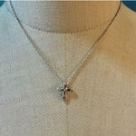 Sterling Silver Cross Pendant with CZ Crystals on Chain – Modern Y2K Vibes Photo 1