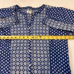 Orvis  Navy and White Geometric Print Button Down 3/4 sleeve Women’s Medium Photo 4