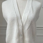 Vintage 60s Glentex Ivory Wide Ribbed Cropped Sweater Vest S White Photo 0