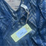 Elan  Women’s Navy Metallic Gold Arrow Print Balloon Bottom Maxi Dress Size Md Photo 3