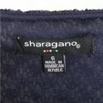Sharagano  Dress Deep Navy Blue Lace Overlay Sequin Shimmer Chevron Pattern Sz 6 Photo 3