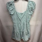 Zaful  Teal White Gingham Square Neck Tiered Ruffle Mini Dress Women's XL Photo 2