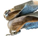 Pikolinos Benissa Laser Cut Green Leather Wedge Sandals Leather Size 38 7.5 Photo 9