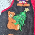Vintage Nutcracker Christmas Knit Cardigan Vest Sweater Black Photo 2