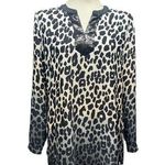 Susan Graver Long Sleeve Tunic Sequin Leopard Black Gray Tan 8 Photo 0
