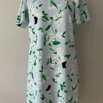 Ann Taylor NEW Floral Flutter Sleeve T-shirt Dress Blue Short slv Cool Peri Sz 6 Photo 2