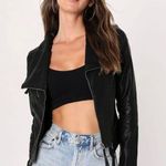 Lulus Black Vegan Leather Jacket with Zipper Details Medium Photo 12