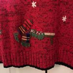 Coldwater Creek  Red Knit Ugly Holiday Sweater Cardigan Winter Activities Medium Photo 12