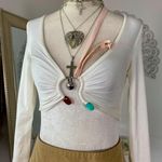 Oh Polly NEW Ula Hardware Stone Detail Cream White Soft Crop Top Size O / XS Photo 3