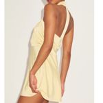 Lulus  NWOT Sleek Essence Light Yellow Satin Halter Sleeveless Mini Dress Medium Photo 5
