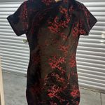 New Qipao Cheongsam Dress Black Red Floral Size M Photo 0