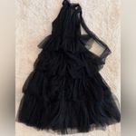 Petal and Pup NWOT  Black FRANCES halter tulle tiered bow maxi dress sz L Photo 6