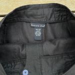 Black 100% Linen Boho Eagle's Eye Maxi Skirt w/ Drawstring Waist and Front Slit Size 8 Photo 3