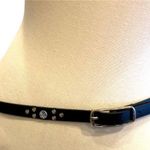 Womens Black Faux Leather Belt with Studs and Gems Silver Buckle 38 inches Photo 0