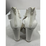 Charlotte Russe Womans Strappy Sandals 8 White Stacked Heel Back Zip Photo 4