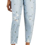 Tinseltown NWT Womens  Y2K Retro Sunflower 90s Embroidered Loose Mom Jeans - Sz 0 Photo 0