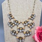 J.Crew NWT Gold Tone Statement Necklace Amber Honey Color & Clear Stones 19" Photo 0