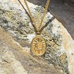 Gold Sun and Moon Oval Pendant Necklace Photo 4