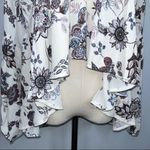Olivaceous  White Purple Floral Babydoll High Low V Neck Blouse Medium NWT Photo 2