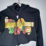 Eivil Regime Cropped Roses Black Hoodie Long Sleev Photo 5