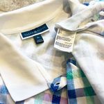 Karen Scott  Preppy Plaid Polo Shirt Pastel White Short Sleeve Pullover XL Photo 4
