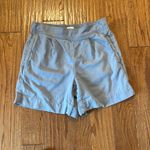 Free Assembly blue linen blend pleat front pull on short small Photo 2