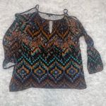 cupio  chevron multi color cold shoulder top shirt woman’s medium Photo 3