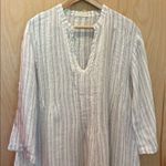 CP Shades 100% Linen Tunic Dress White Gray Striped Sizr Medium Photo 1