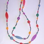 Vintage Black Pink Yellow Colorful Boho Beaded Retro Necklace Photo 4