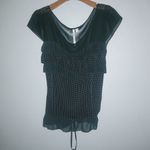 LC Lauren Conrad Lauren Conrad XL NY Ruffle Capped Sleeve Dots Top in Black White Photo 5