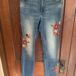 EXPRESS Floral Embroidered Skinny Jeans Photo 0