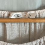 Cure. L Beige Poly Rayon Sheer Lace Trumpet Sleeve Wide Neck Front Tie Blouse Size L Photo 1