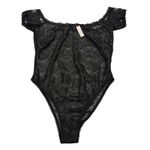 Victoria's Secret NEW  Black Lace Sheer floral Teddy Bodysuit Small S Glitter Photo 0